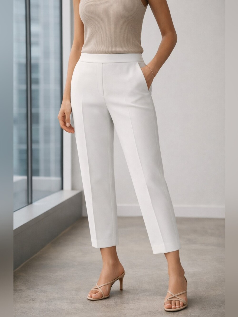 Women's Babaton White Trousers Size 12